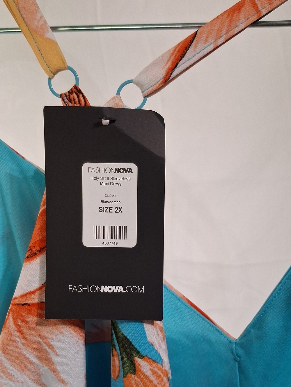 Fashion Nova Holy Slit II Sleaveless Max Dress  Blue/combo Nwt - Picture 8 of 8